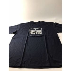 Stussy T-Shirt Tee Mens XL Logo Navy Retro Sneakers‎ Graphics 100% Cotton NWOT